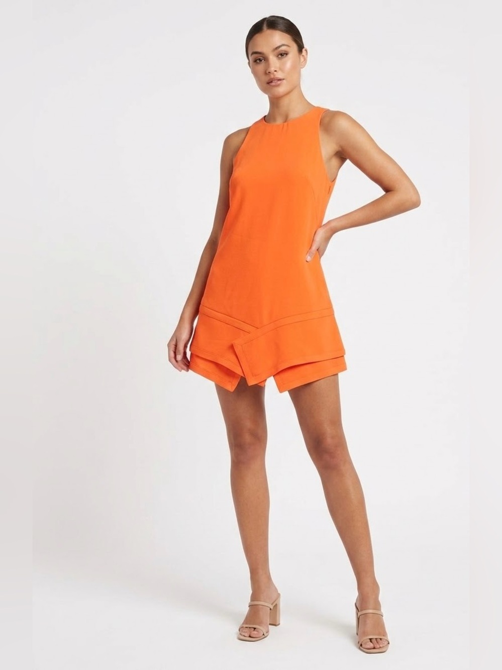 findersKEEPERS $152 Like Smoke Asymmetrical Mini Dress in Bright Neon Orange XS